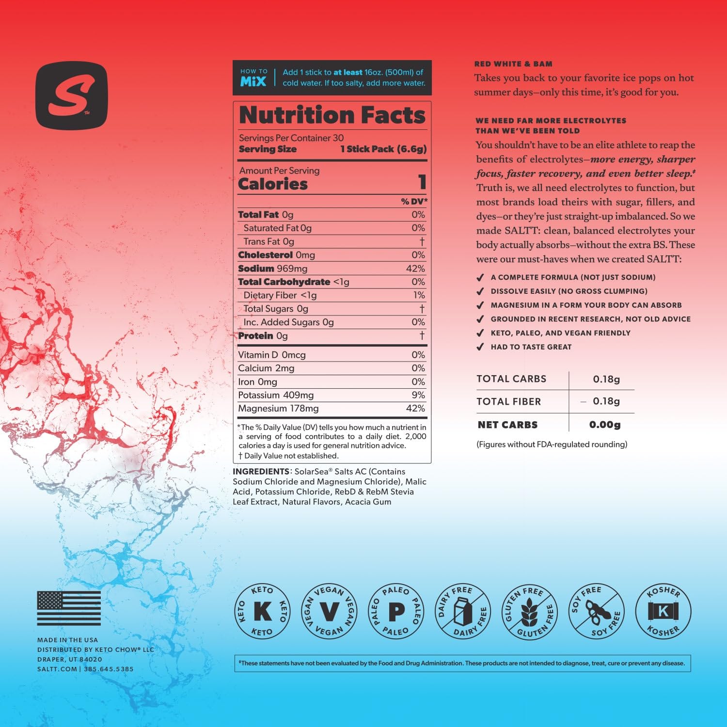 Ketochow SALTT measuring scoop with packets promotes convenient dosing.