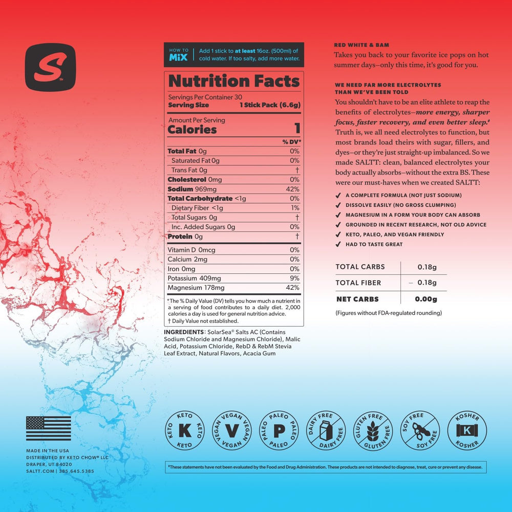 Ketochow SALTT measuring scoop with packets promotes convenient dosing.