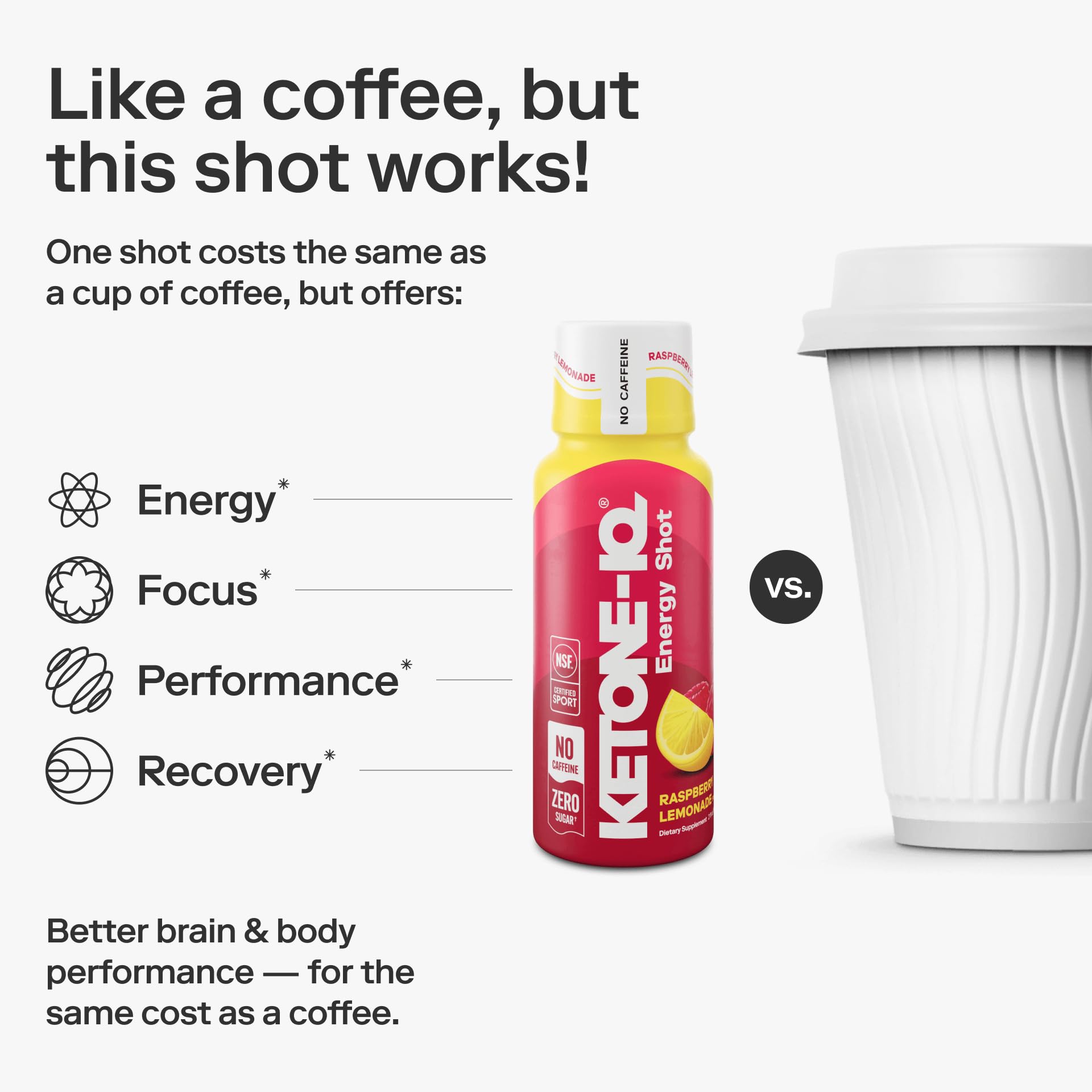 Ketone-IQ bottle with splash suggesting refreshing taste and energy