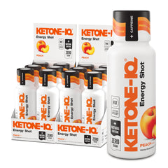 Ketone-IQ Caffeine Shot peach bottle ready for a focused energy boost
