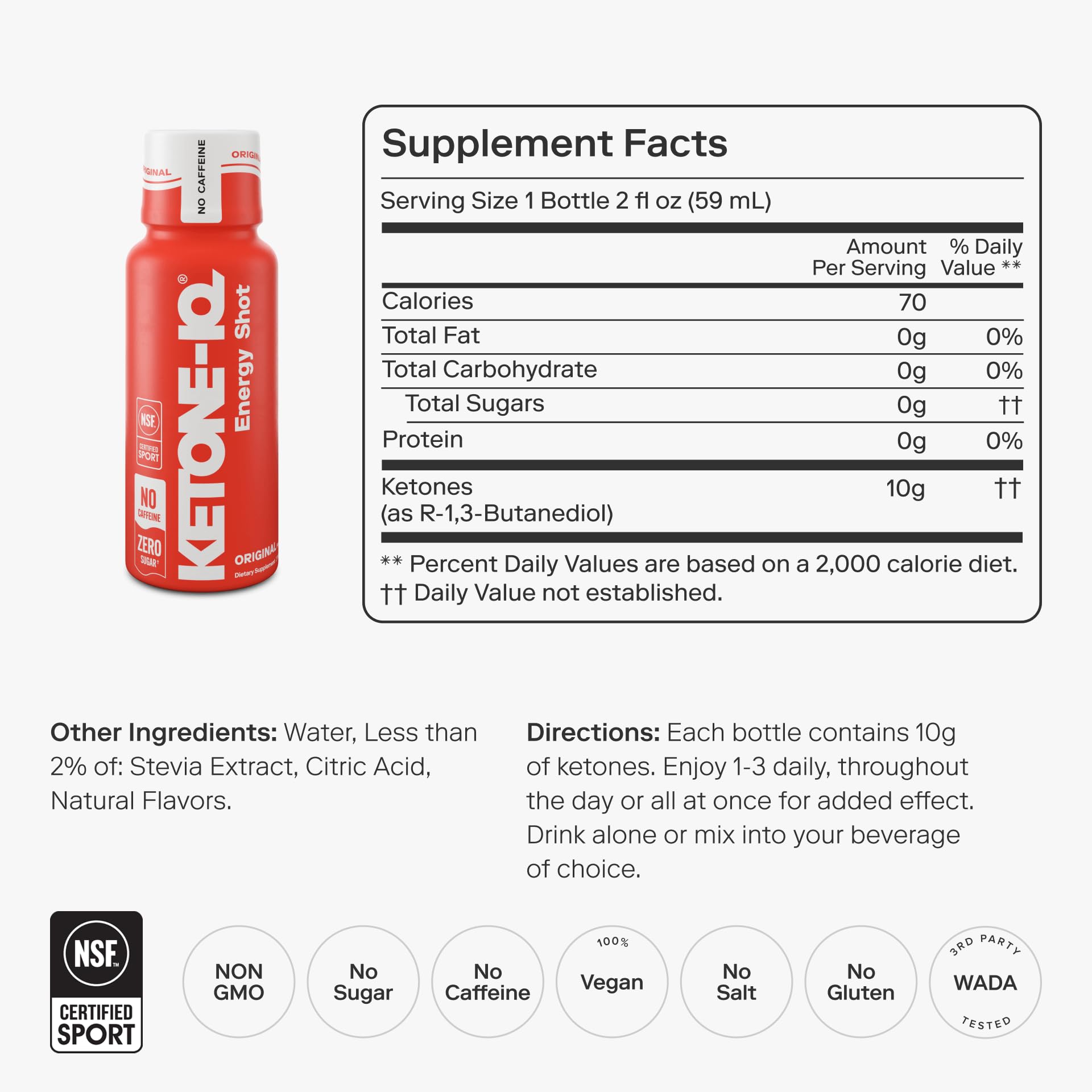 Ketone-IQ No Caffeine Shot 24-pack on display for convenient daily energy.