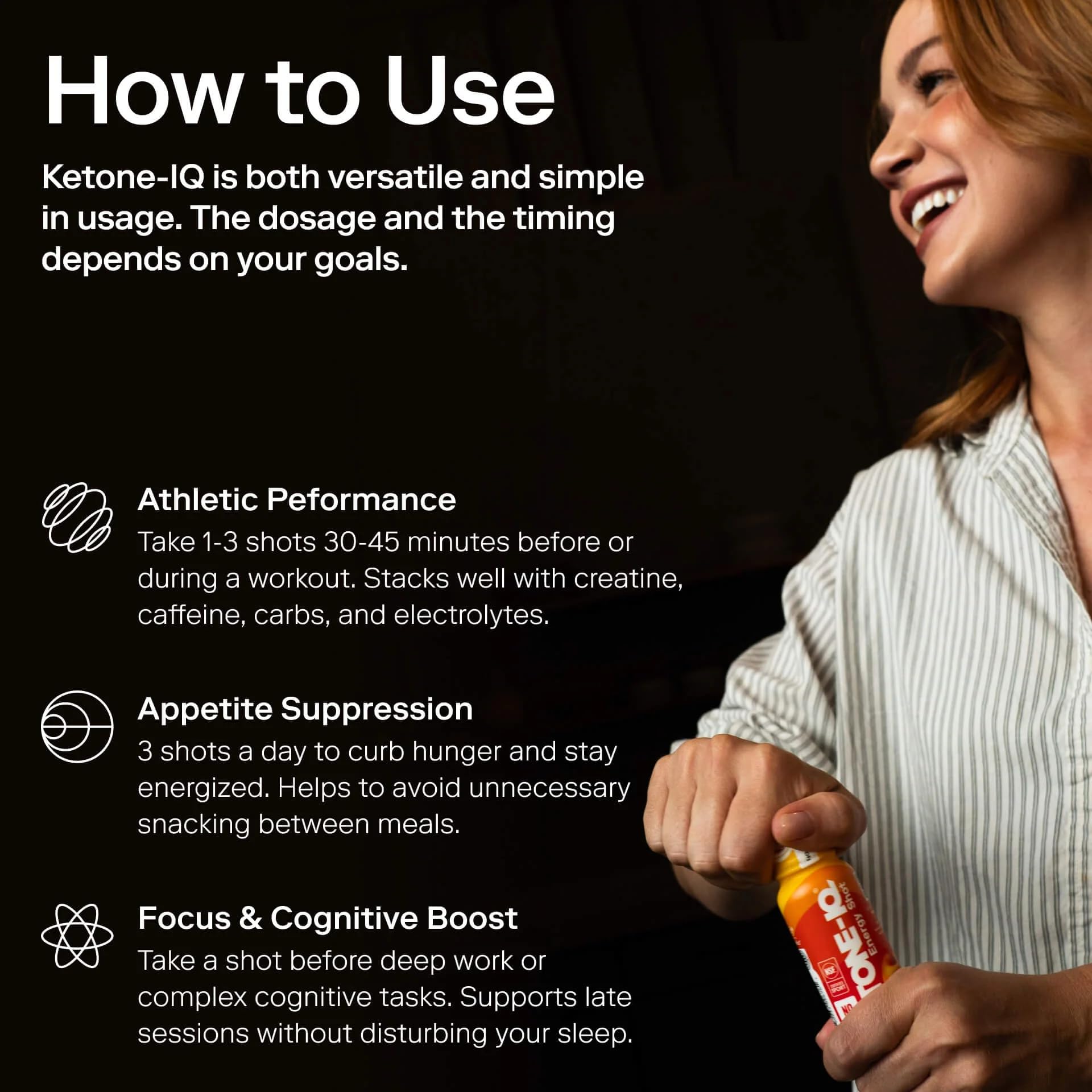 Ketone-IQ No Caffeine Shot in a gym bag for travel-friendly energy.