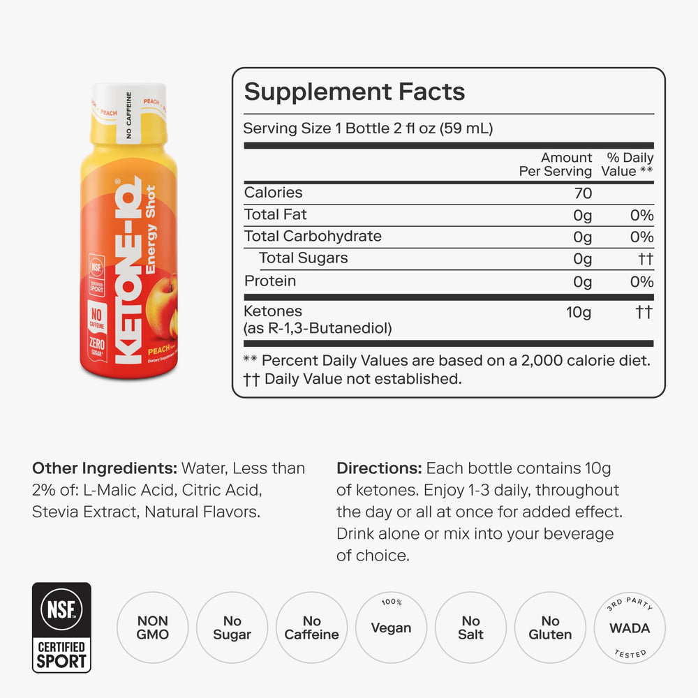 Pouring Ketone-IQ Peach Shot for steady energy without crash