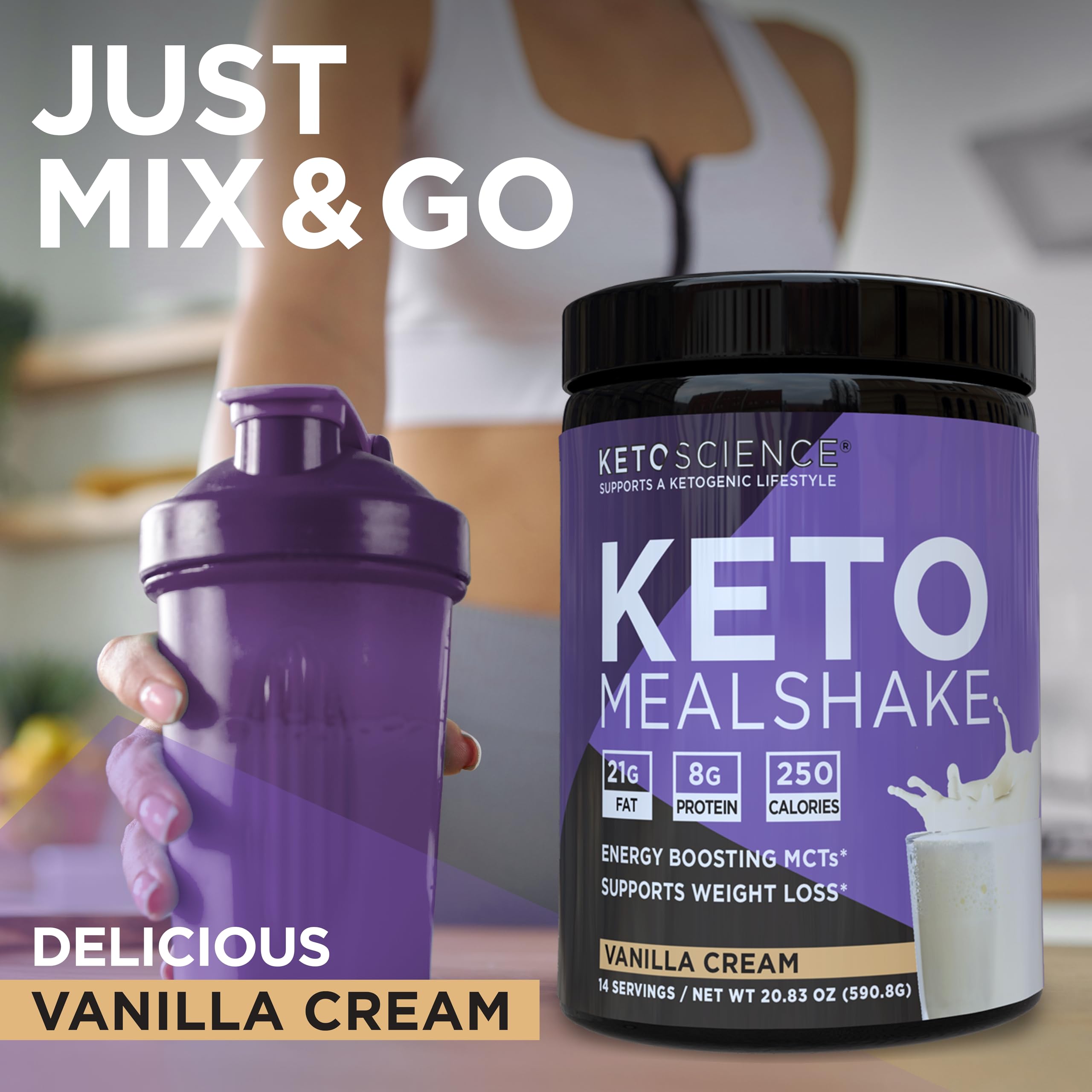 Keto Science weight-management shake offering satisfying, low-carb nutrition.