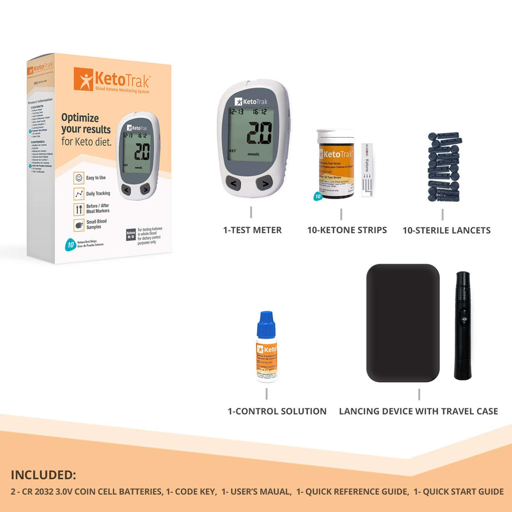 KetoTrak ketone strips 10-pack for convenient at-home testing between meals