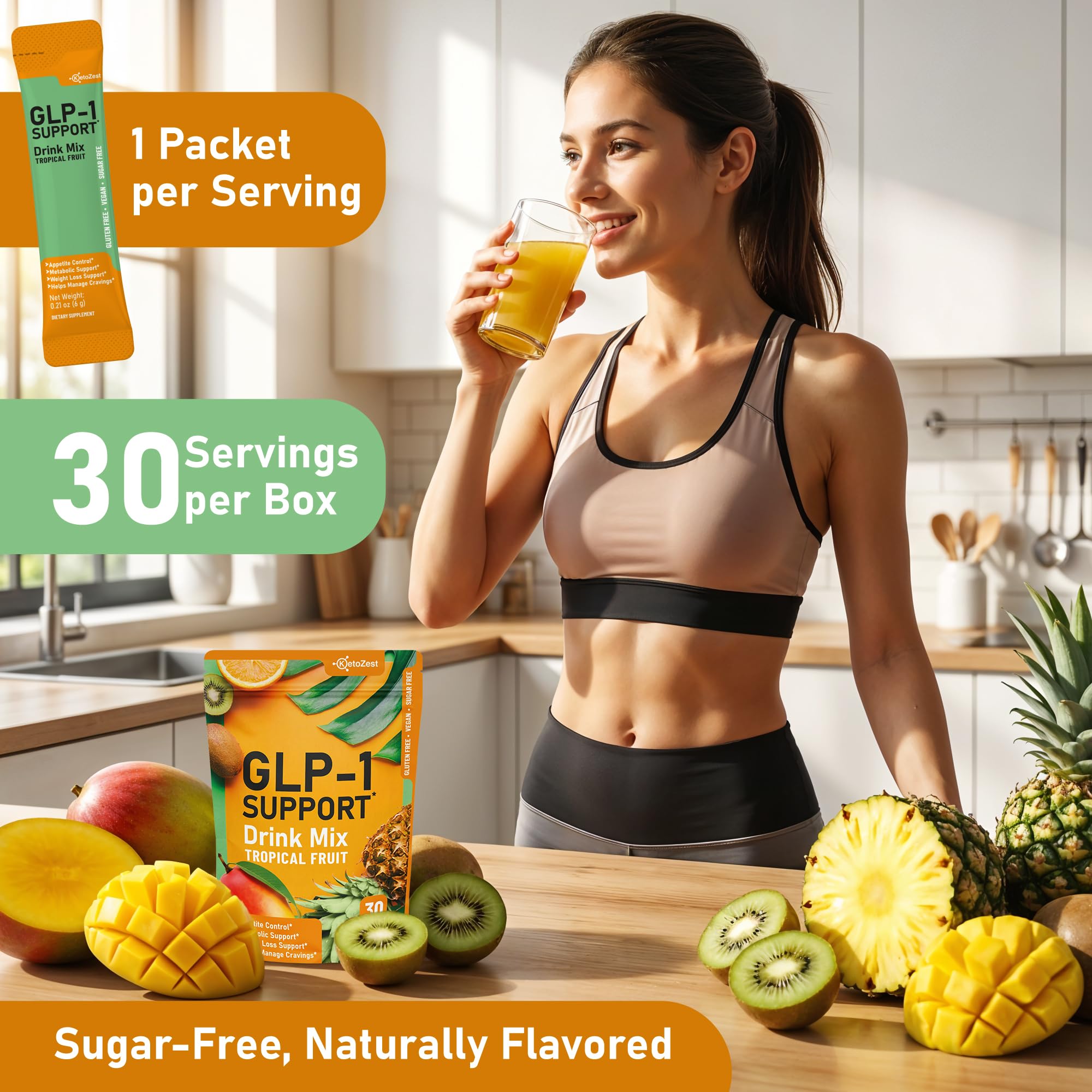 KetoZest GLP-1 Support Drink Mix ingredient-closeup highlights berberine and botanicals