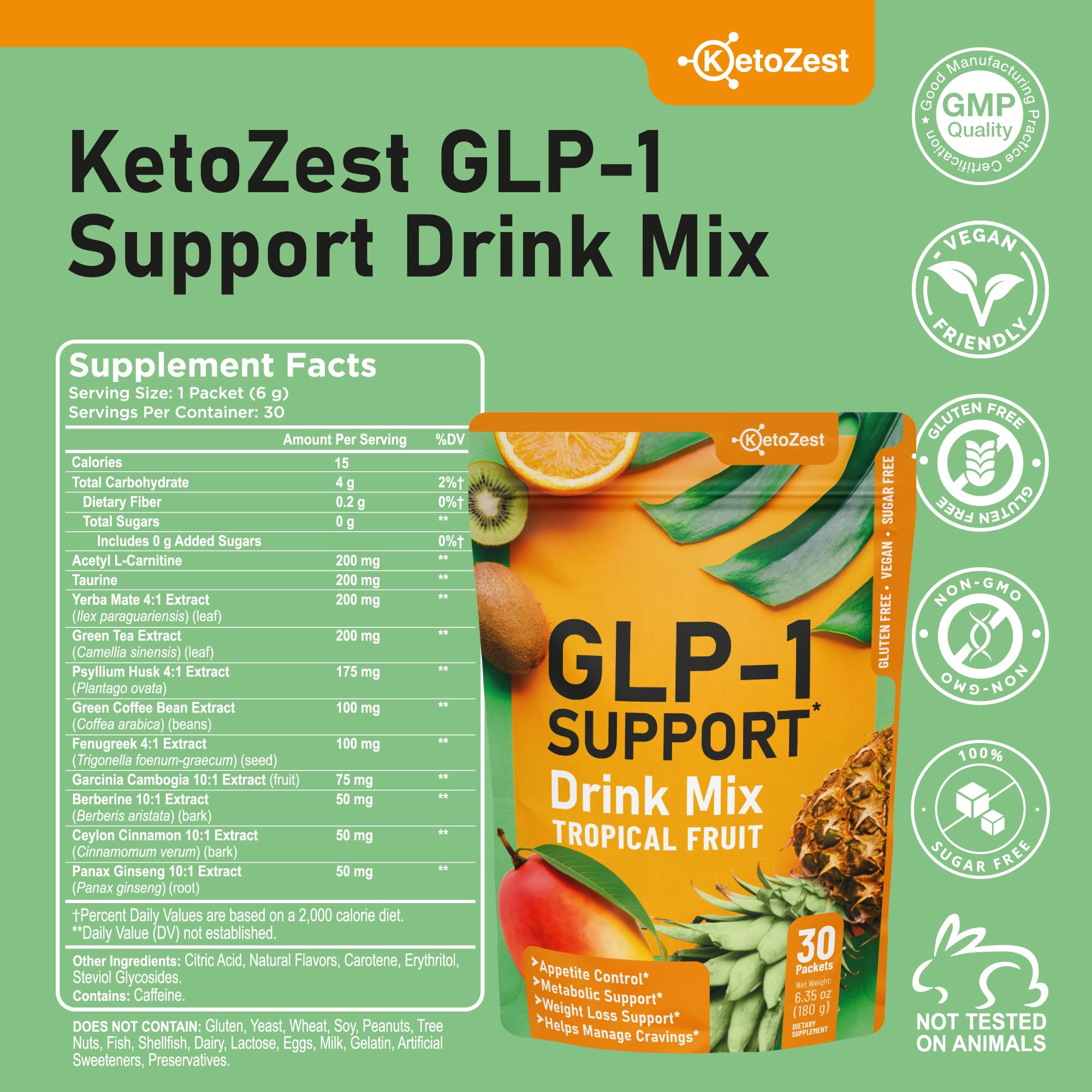 KetoZest GLP-1 Support Drink Mix ready-serve cup captures tropical flavor and convenience