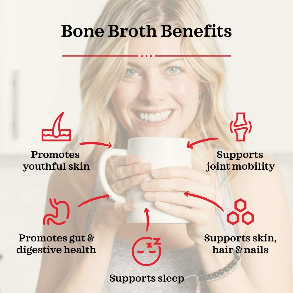 Kettle & Fire chicken bone broth on a retail shelf display, 16.9 oz.