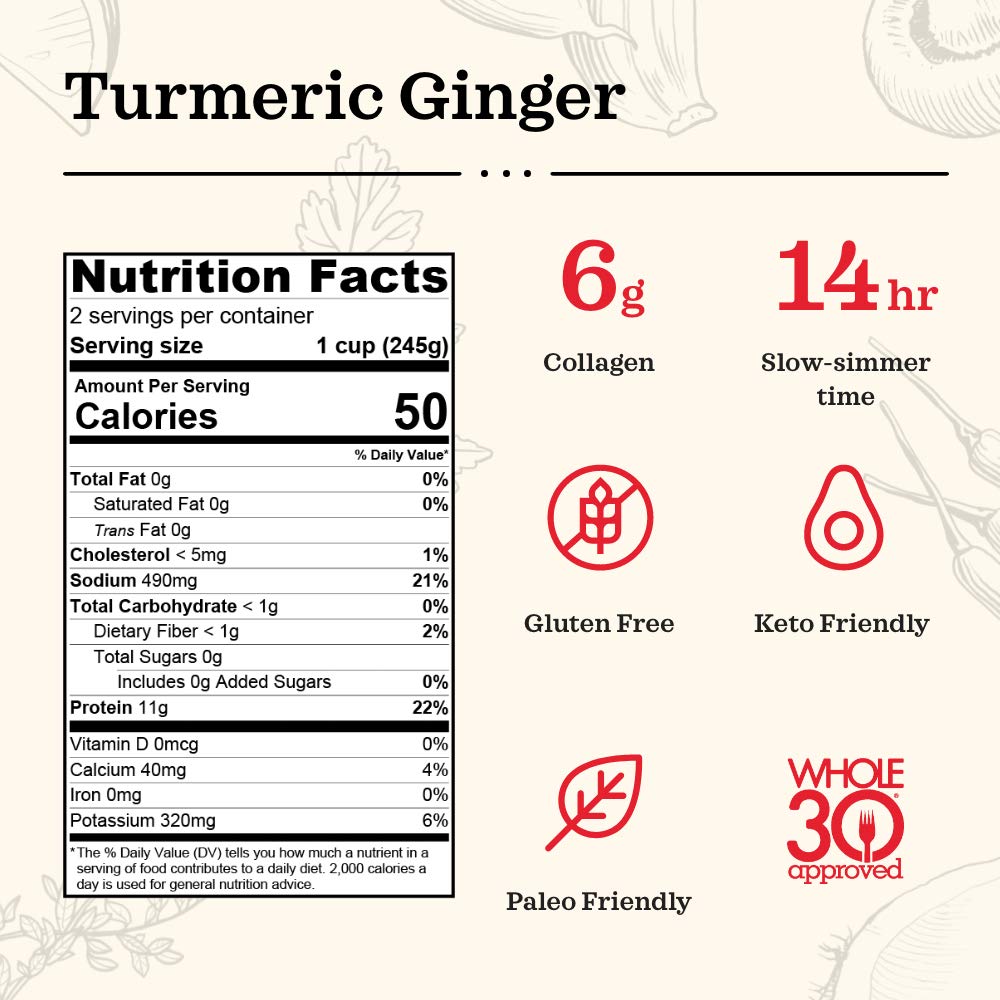 Kettle & Fire turmeric ginger broth sits in a steaming mug, ready to sip.