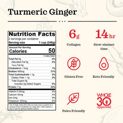 Kettle & Fire turmeric ginger broth sits in a steaming mug, ready to sip.