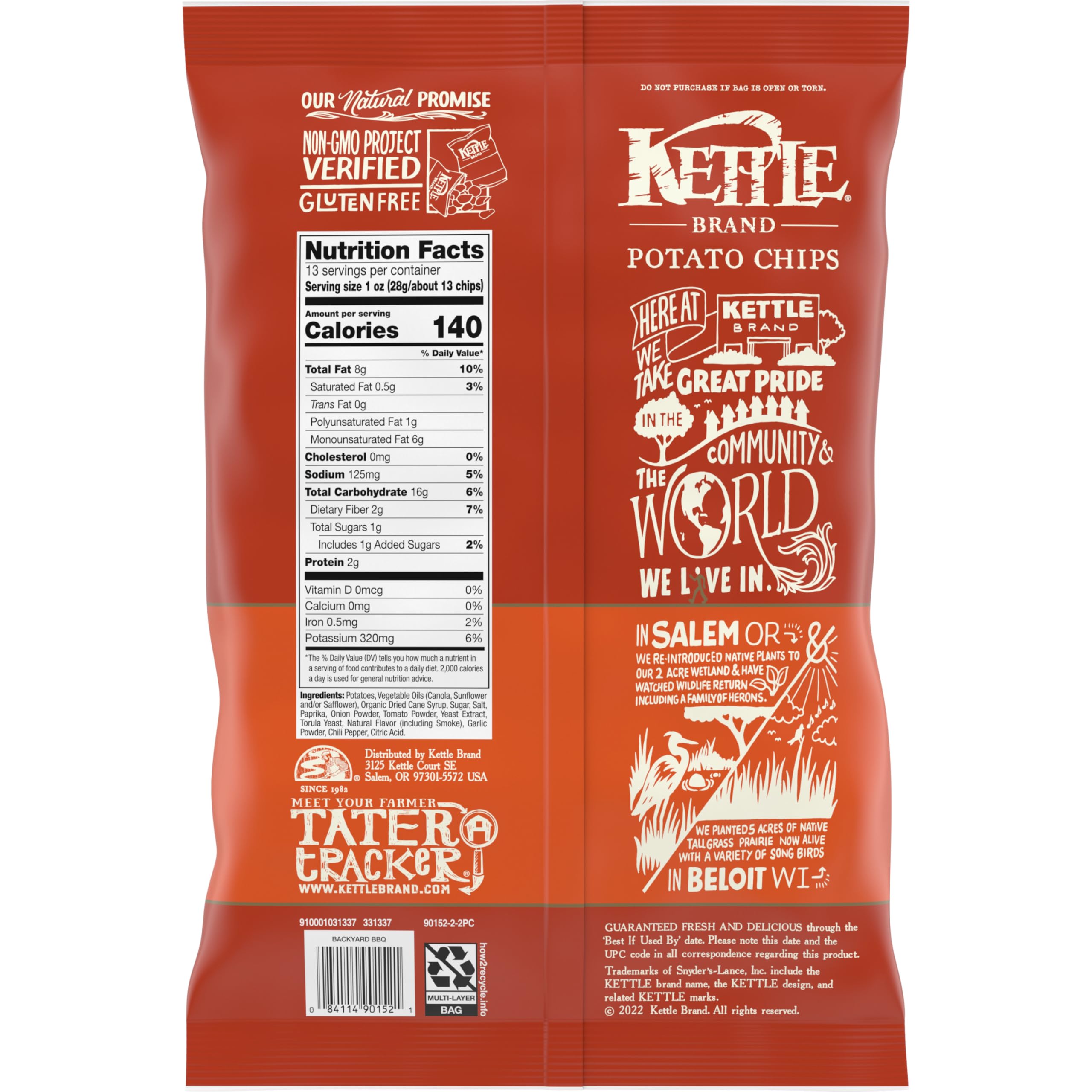 Kettle Brand packaging close-up with non-GMO and gluten-free badges