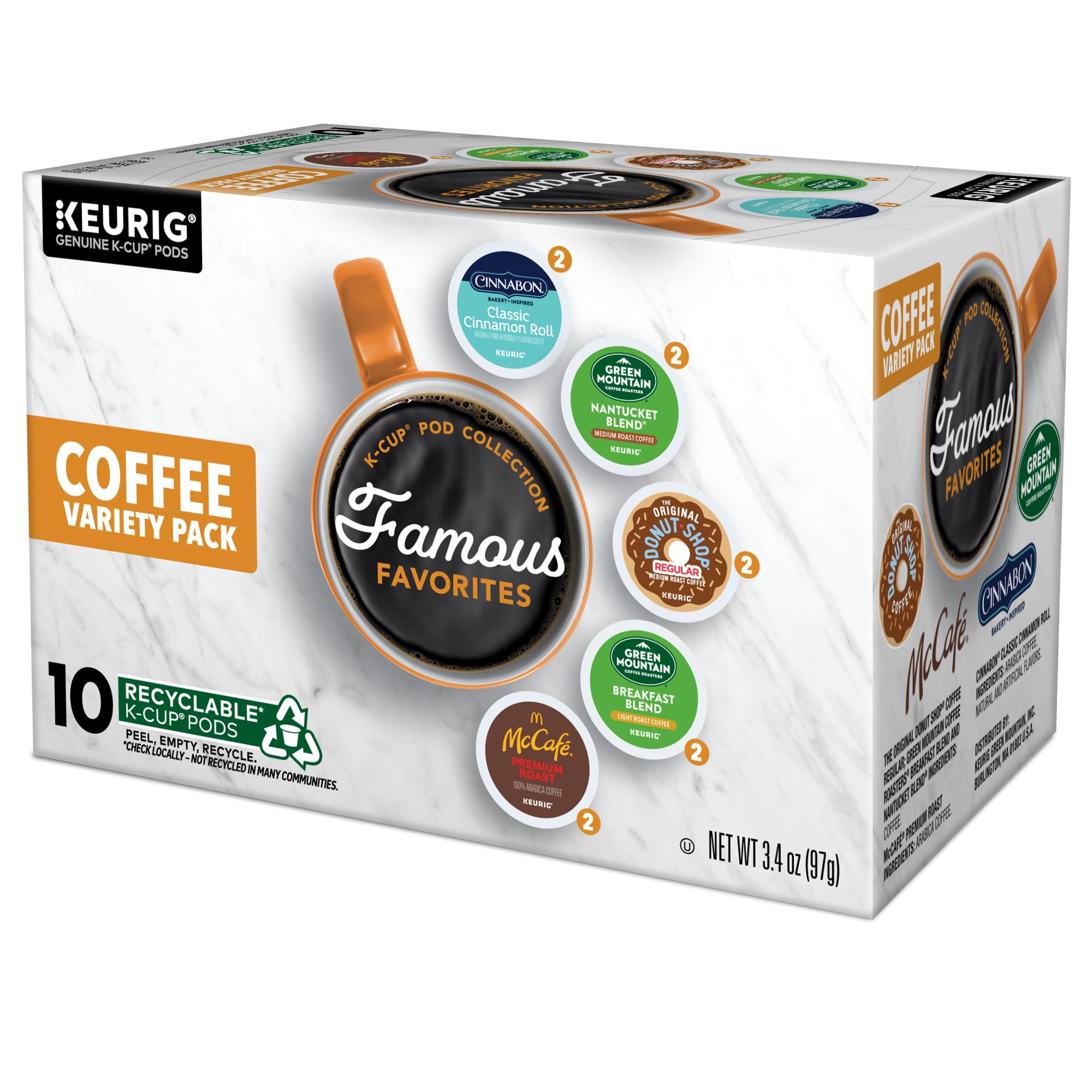 Keurig Famous Favorites K-Cup pods on display for effortless taste variety