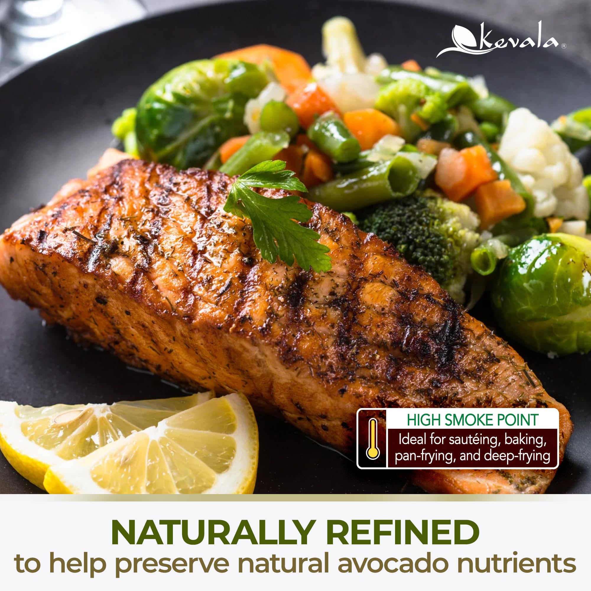Kevala Avocado Oil on a crisp salad highlights neutral flavor for dressings.