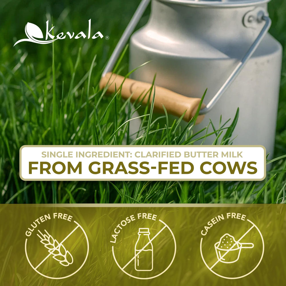 Kevala ghee highlighting its high smoke point for roasting