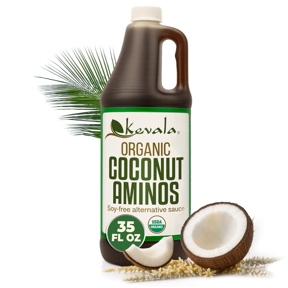 Kevala Coconut Aminos bottle for soy-free seasoning in everyday cooking.