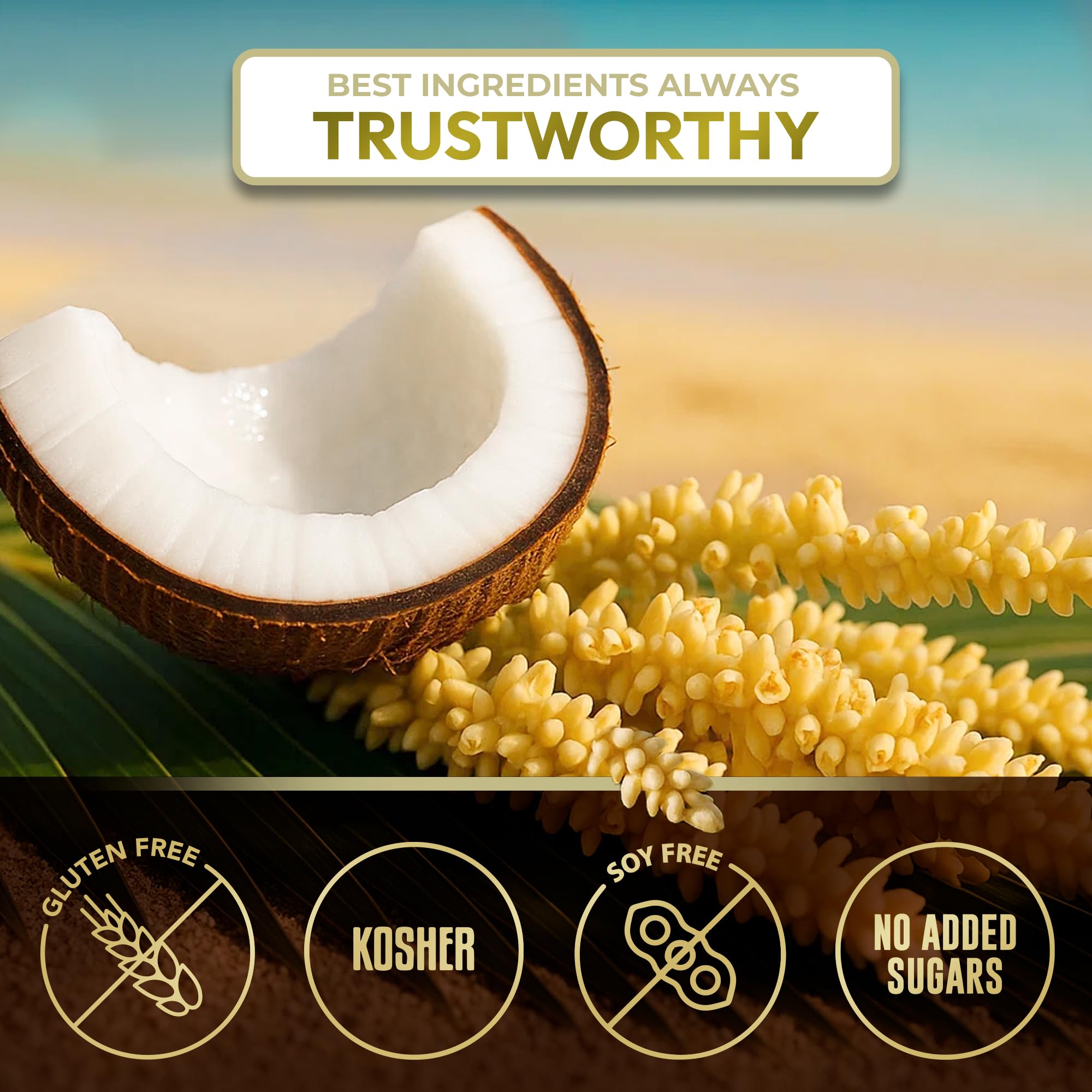 Kevala Coconut Aminos glass bottle emphasizes premium soy-free sauce.