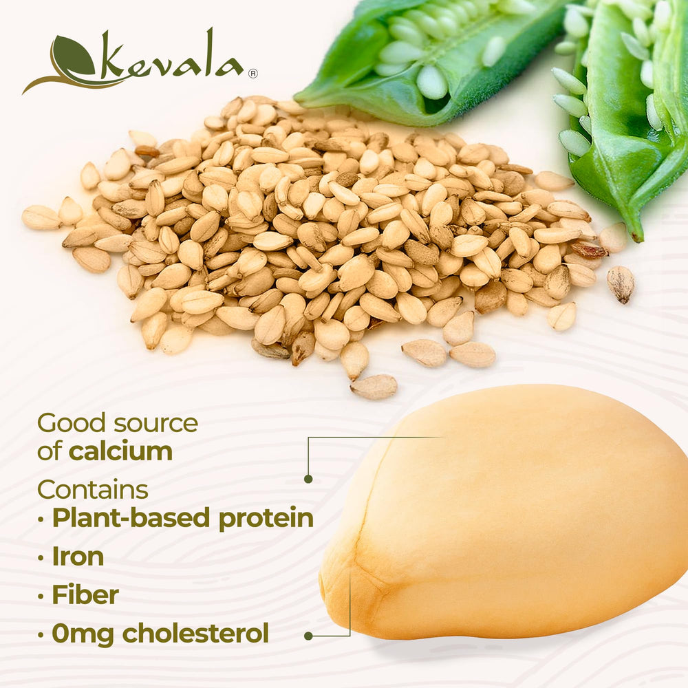 Kevala sesame seeds ideal for tahini and halva preparation.
