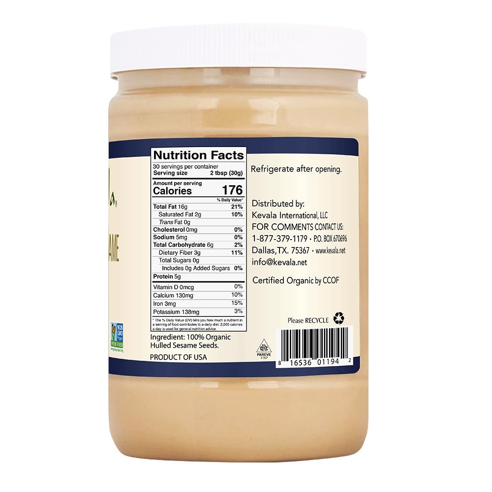 Kevala Organic Sesame Tahini used as dip for vegetables.