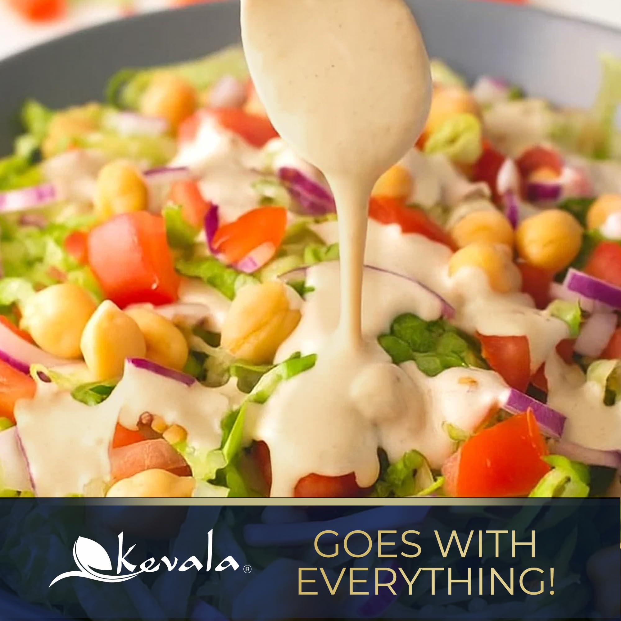 Kevala Organic Sesame Tahini jar with gluten-free and kosher certifications.