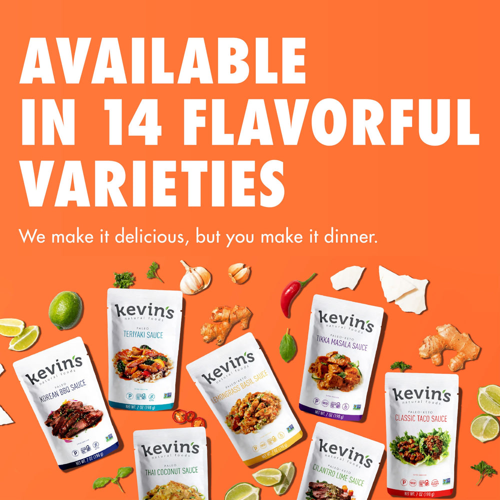 Kevin's Natural Foods sauce pour over vegetables for quick flavorful dinners