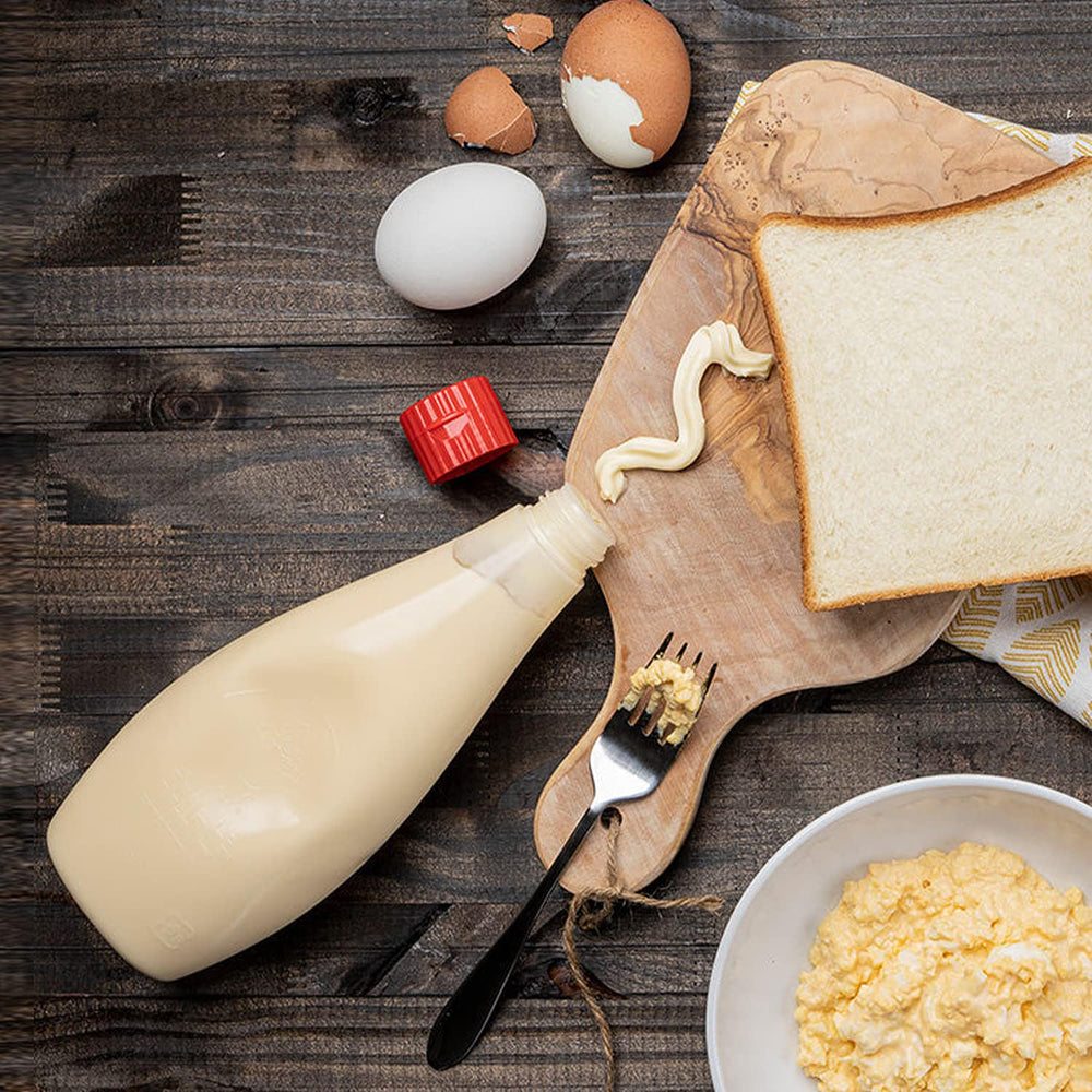 KEWPIE mayonnaise on a sandwich depicting smooth spread for lunches