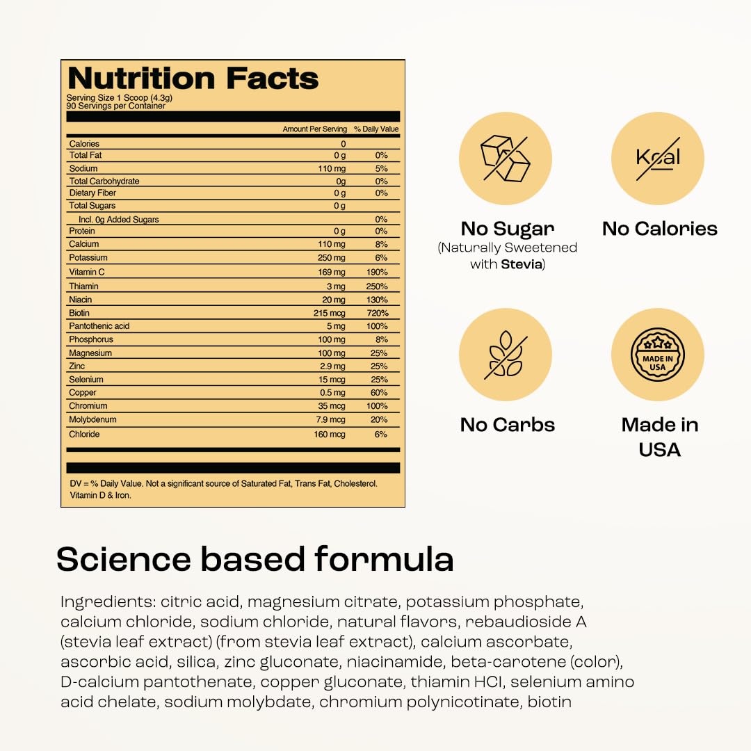 KEY NUTRIENTS no sugar gluten-free hydration powder in bottle