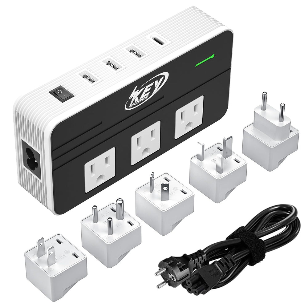 Key Power 230W converter front view for travel and dual voltage use.