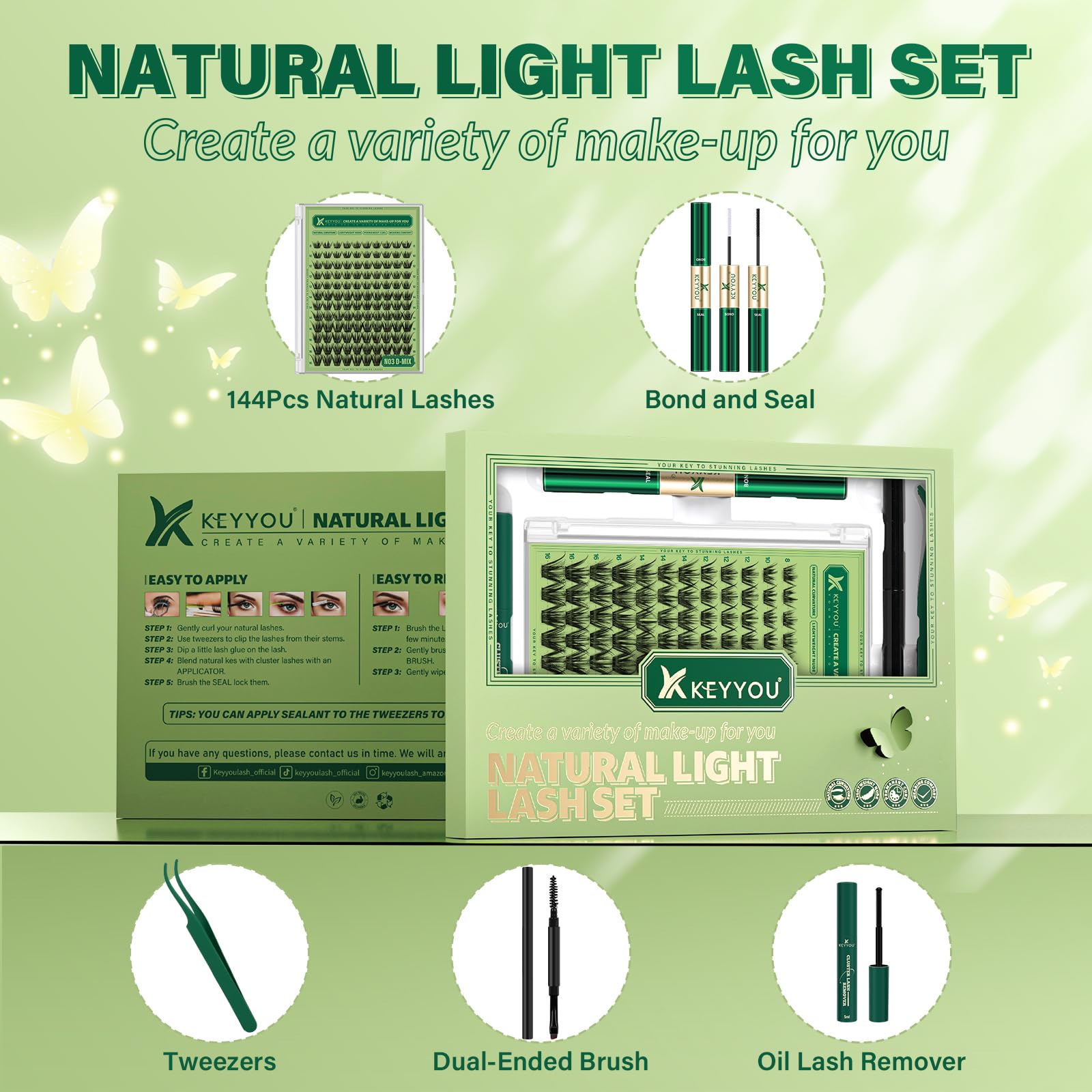 KEYYOU 144-clusters pack for multiple uses and DIY lash styling.