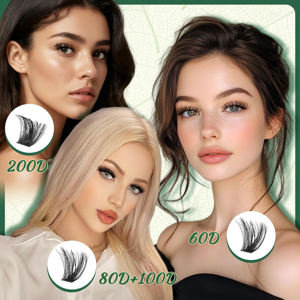 KEYYOU 80D/100D lashes with D curl for natural flutter.