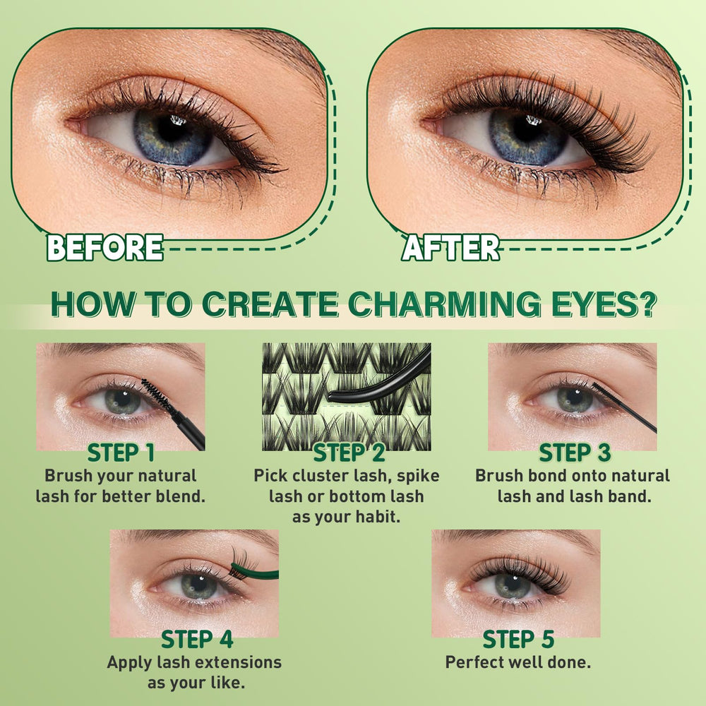 KEYYOU brush applicator helps precise placement during DIY lashes.