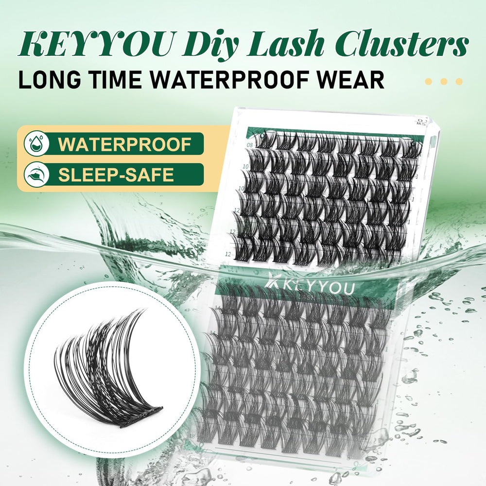 Keyyou D Curl 10-18 Mix clusters blend naturally with lashes for versatile looks.
