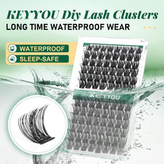 Keyyou D Curl 10-18 Mix clusters blend naturally with lashes for versatile looks.