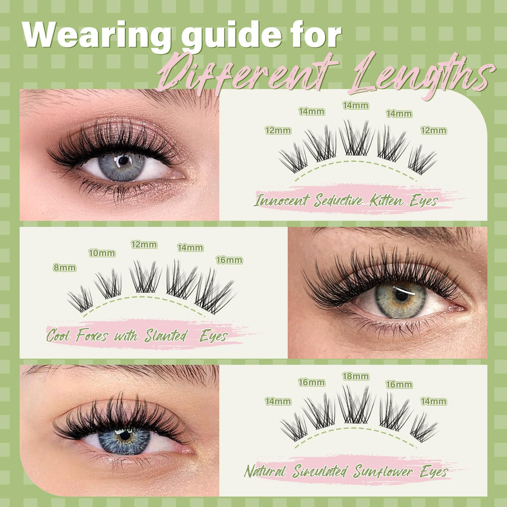 Invisible lash clusters blend with natural lashes for a seamless look