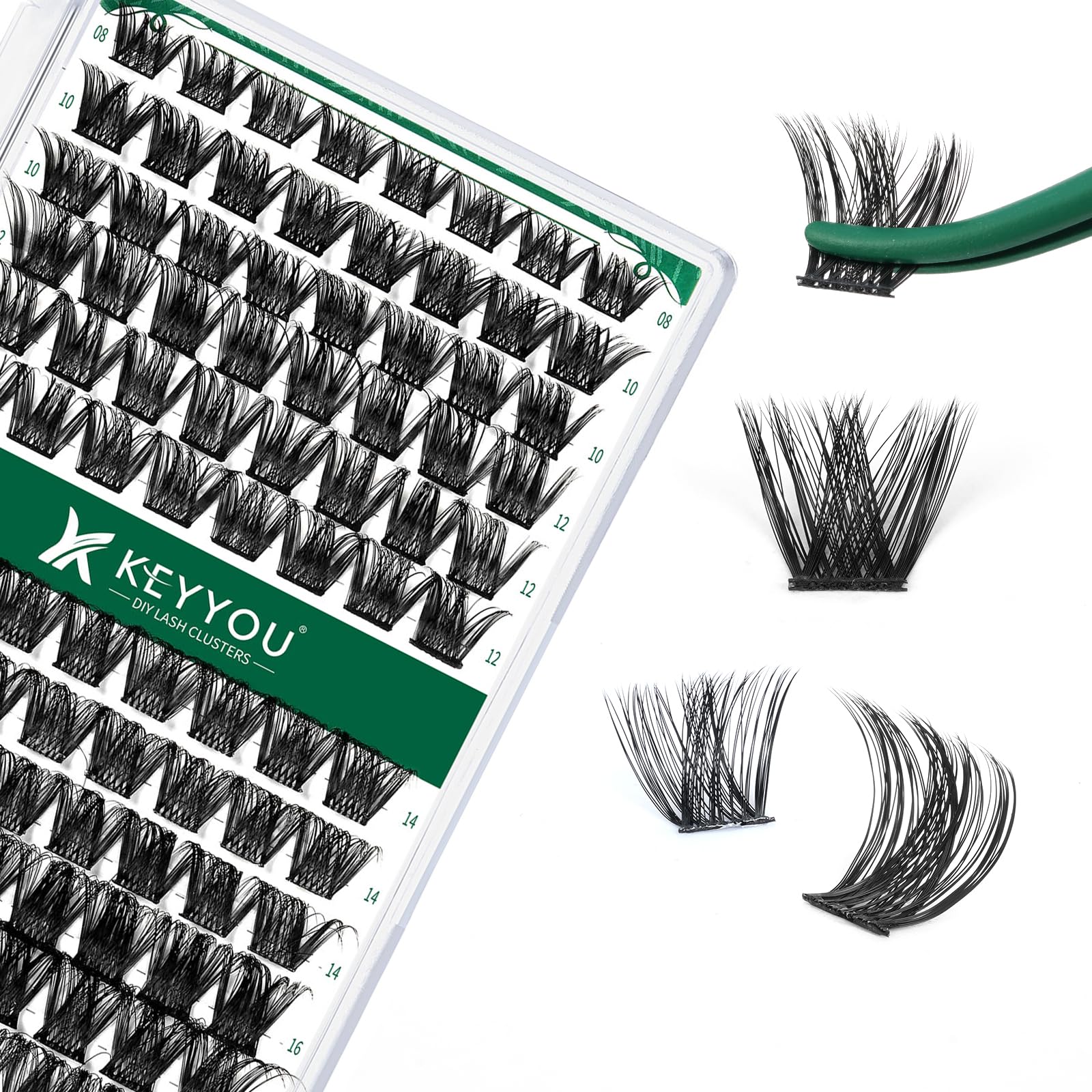 Keyyou Lash Clusters 96pcs Tray, lightweight and comfortable for all-day wear.