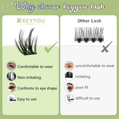 KEYYOU LASH remover safely clears bonded clusters without tugging