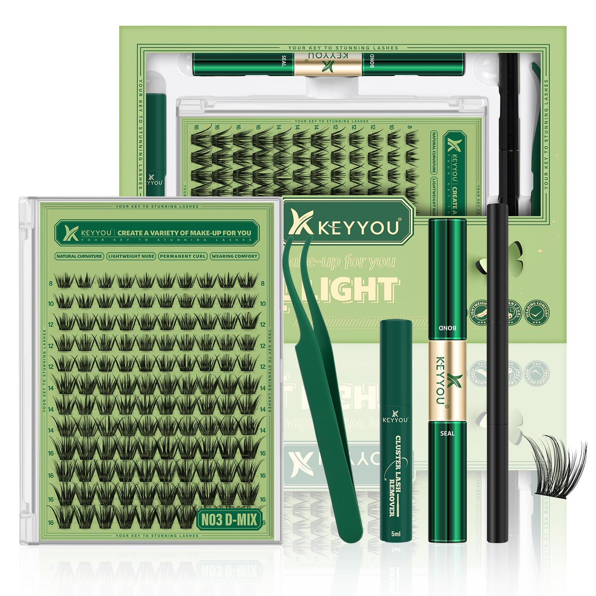 KEYYOU Natural Lash Clusters Kit box for easy at-home lash DIY.