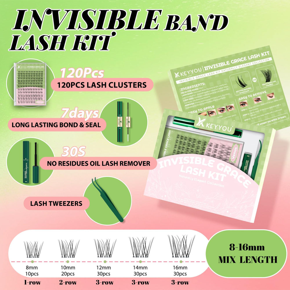 KEYYOU Venus Lash Clusters Kit 120 clusters box for long-lasting DIY lash sessions