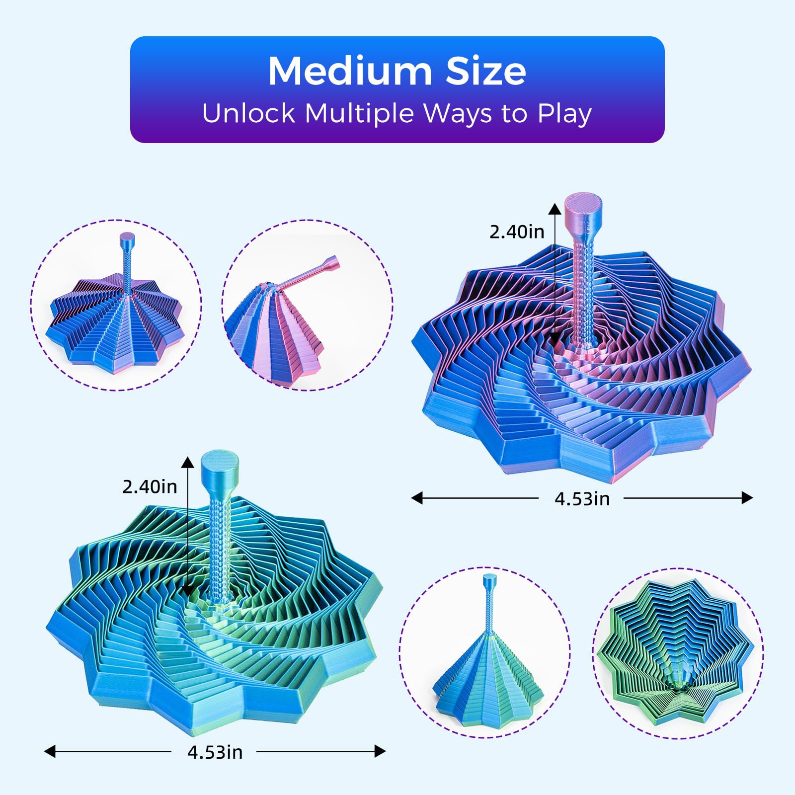 KEZPO 3D Star Fidget showing spiral illusion to aid focus at work