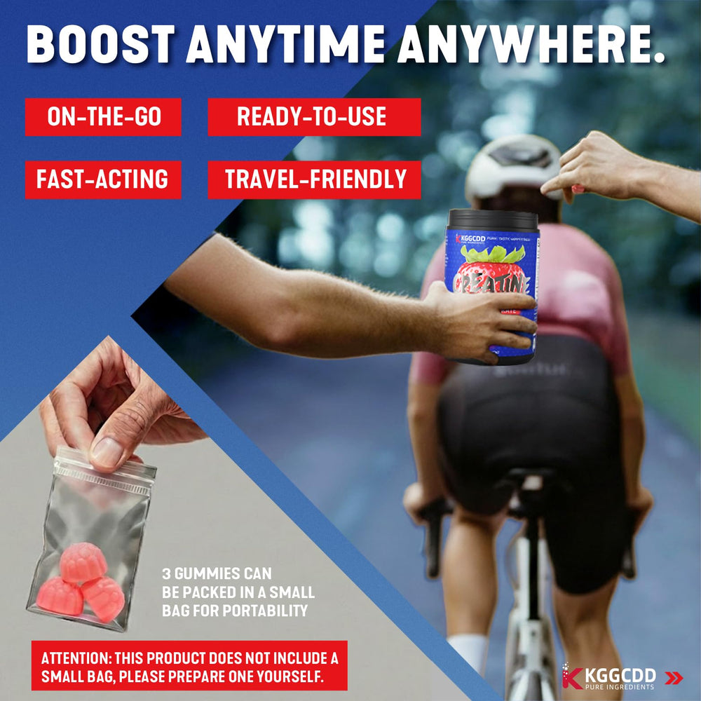 KGGCDD creatine gummies packaging with 90-count bottle for a full monthly supply.