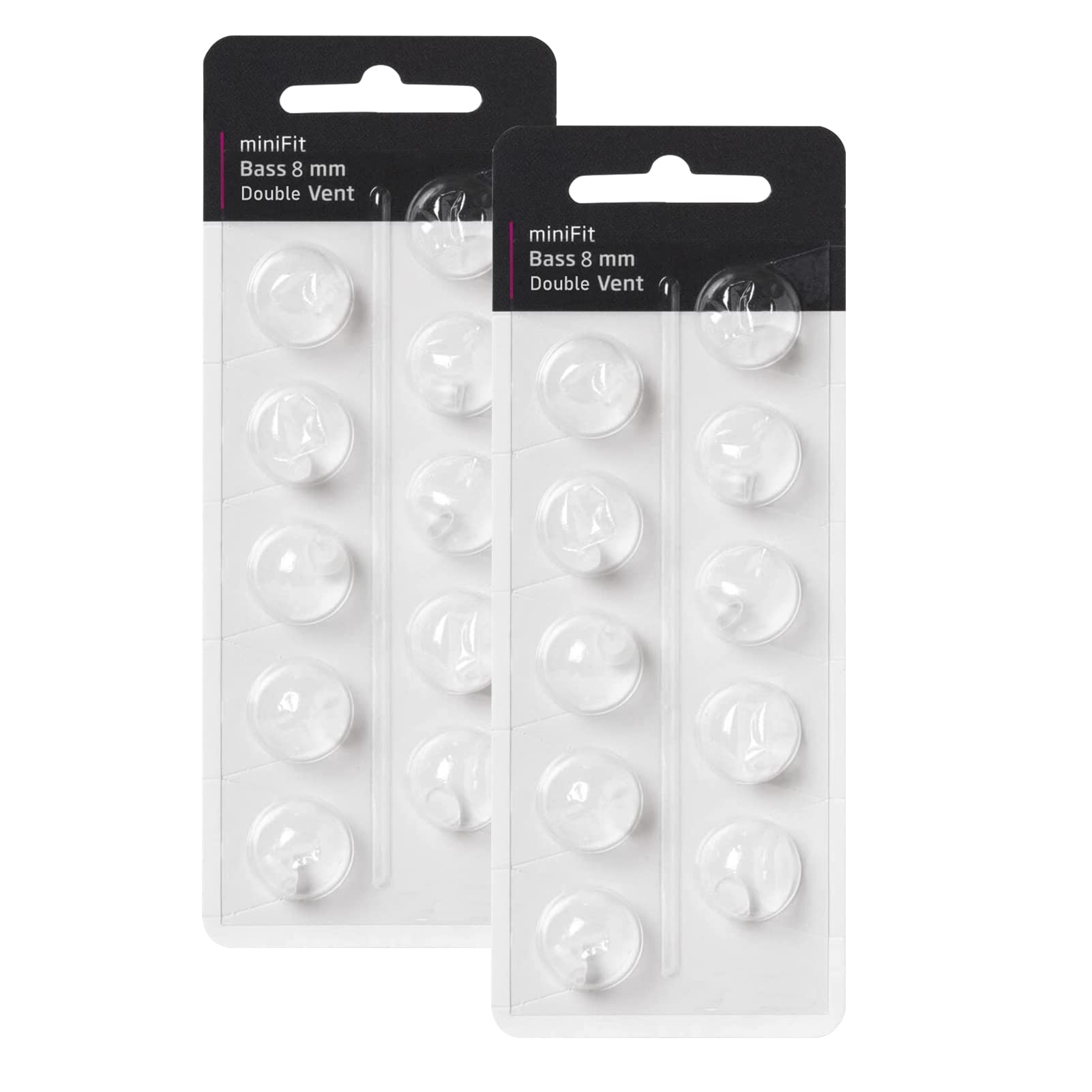 KH HAIKE Oticon 8mm double-vent bass dome pack 1 shown for stable daily wear