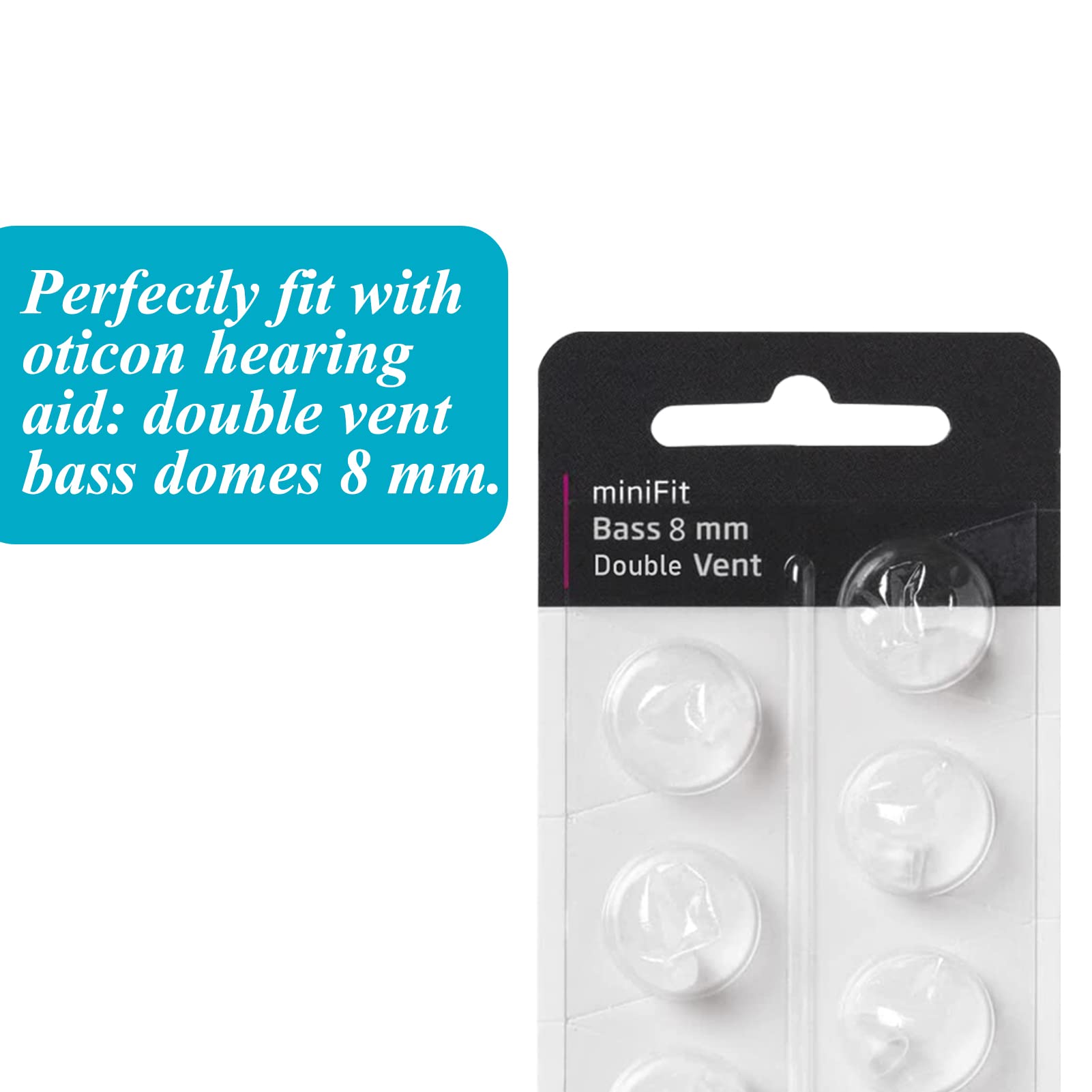 KH HAIKE Oticon universal-fit dome shown with multiple ear types
