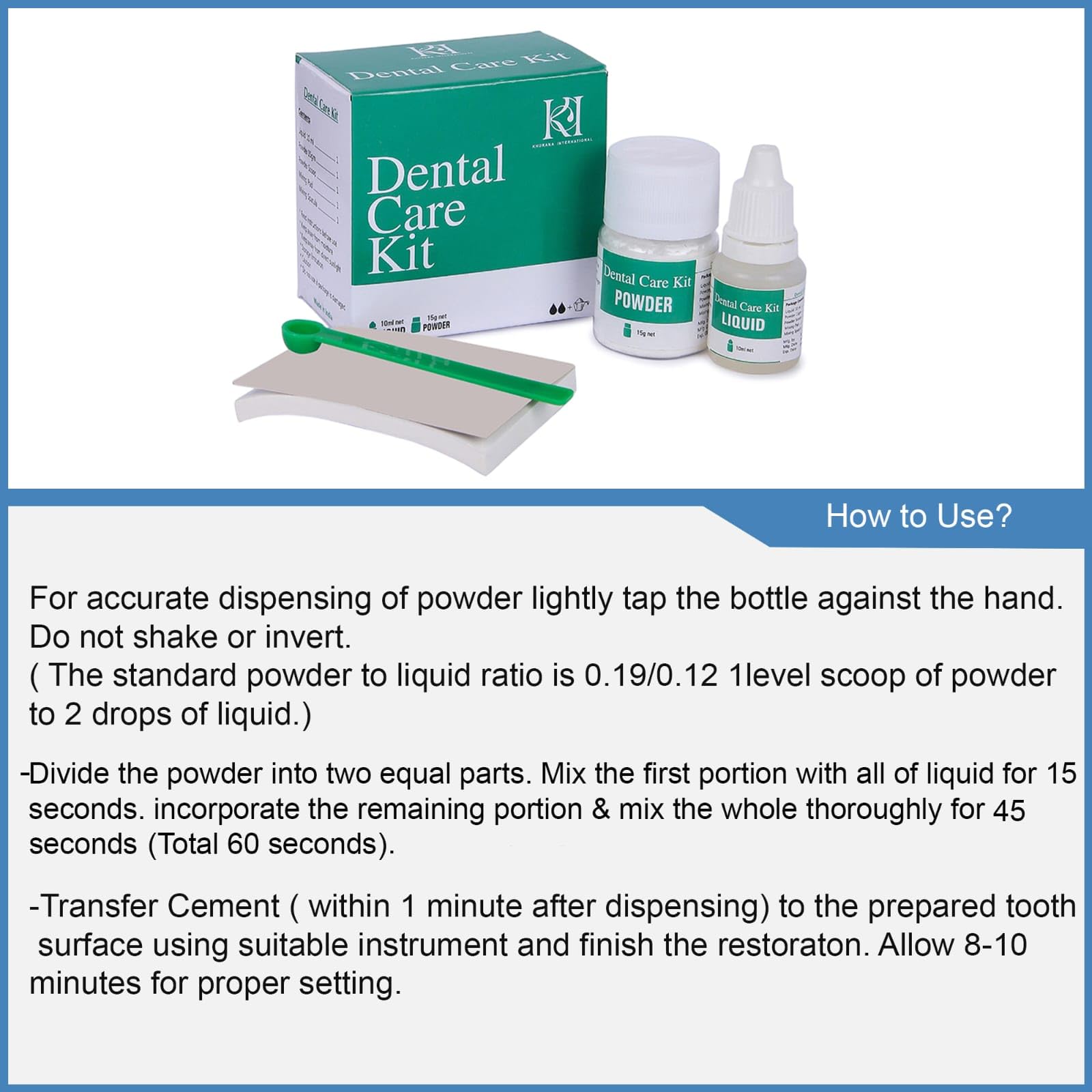 KI measuring spoon and spatula for precise mixing and reliable temporary fillings
