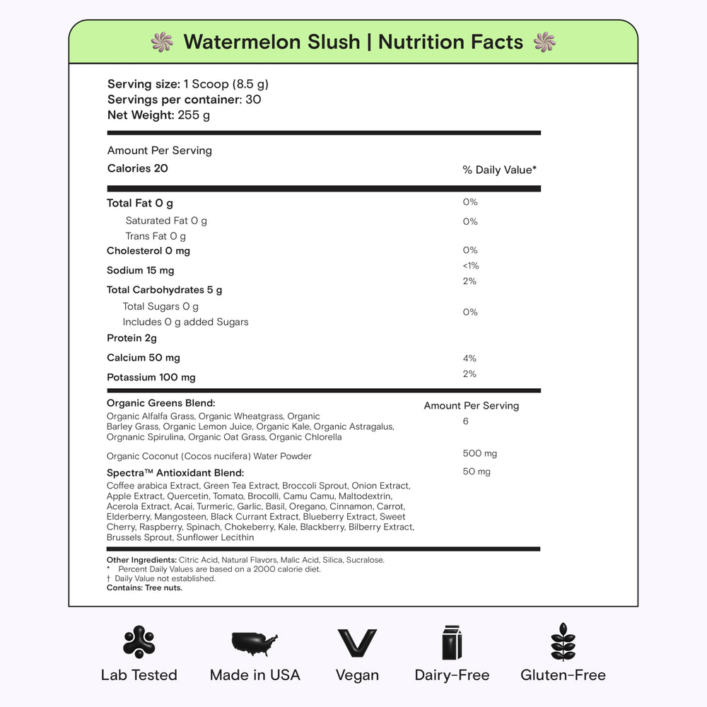 Seven flavor labels including Watermelon Slush for variety