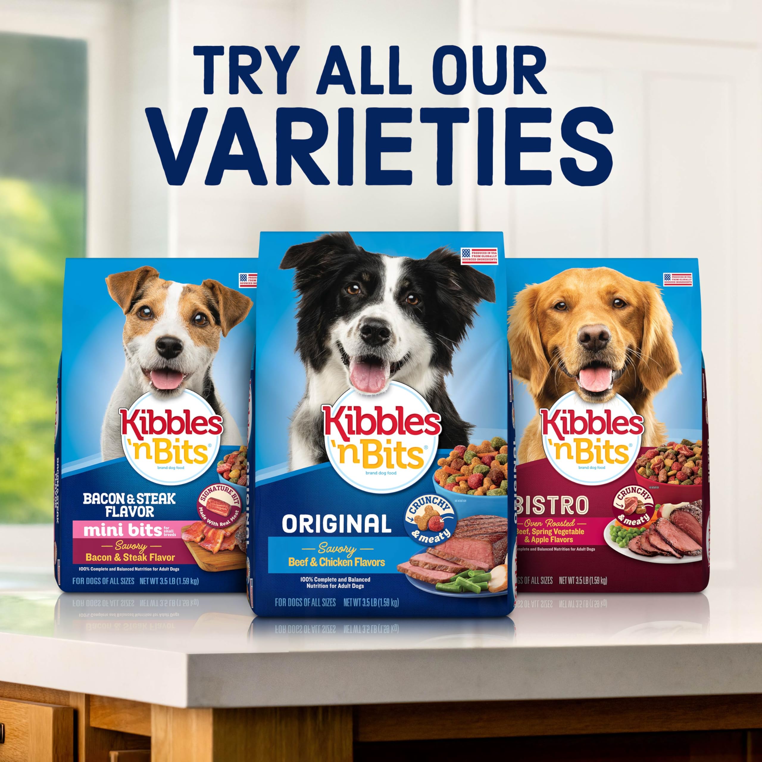 Kibbles 'n Bits mealtime dog eating scene