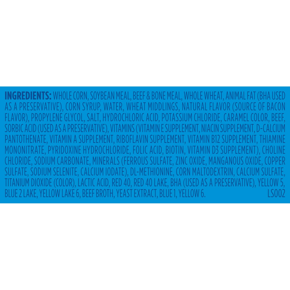 Back of bag emphasizing nutrition details for small breeds.