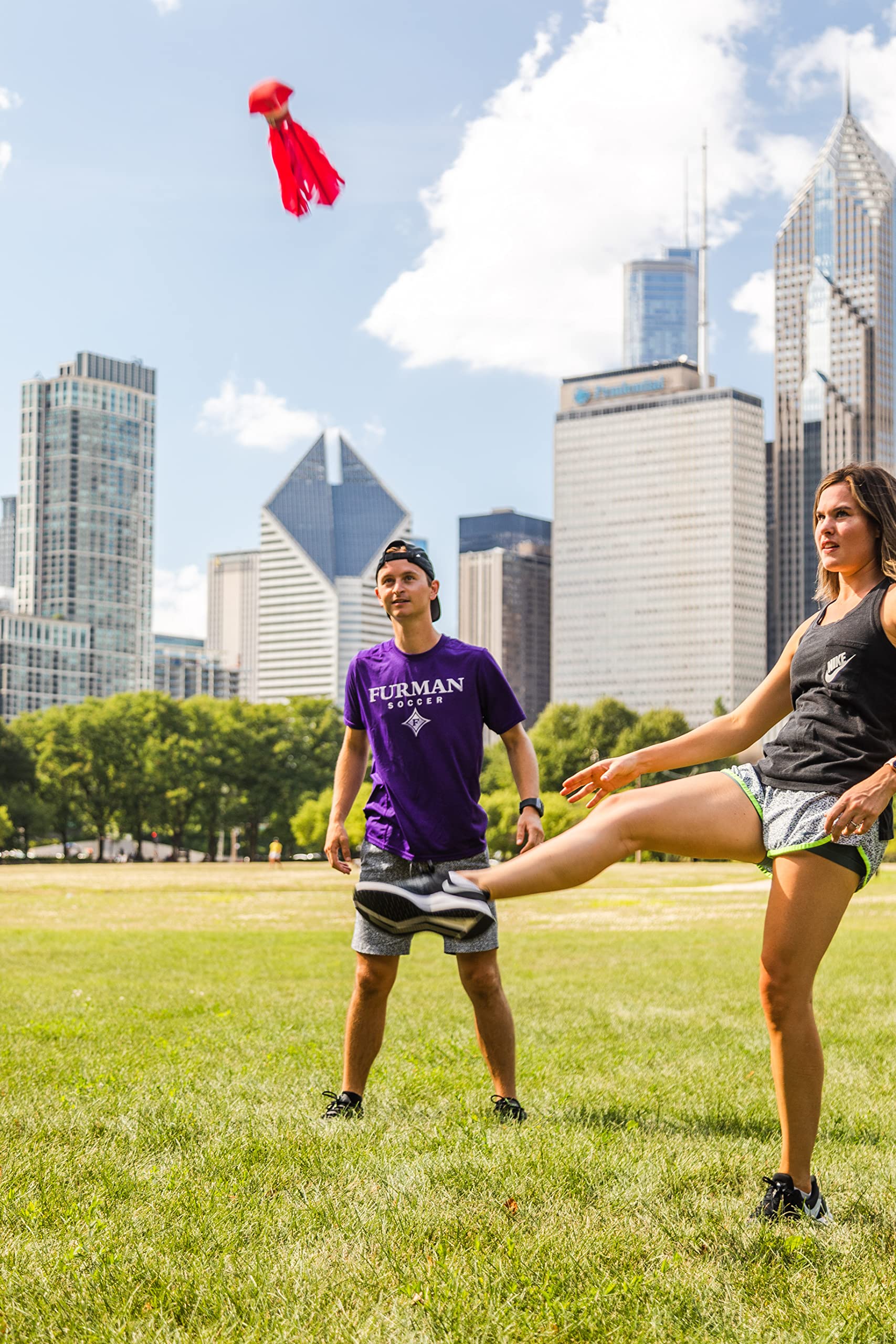 Kickit family-fun-red shot highlights inclusive game for all ages.