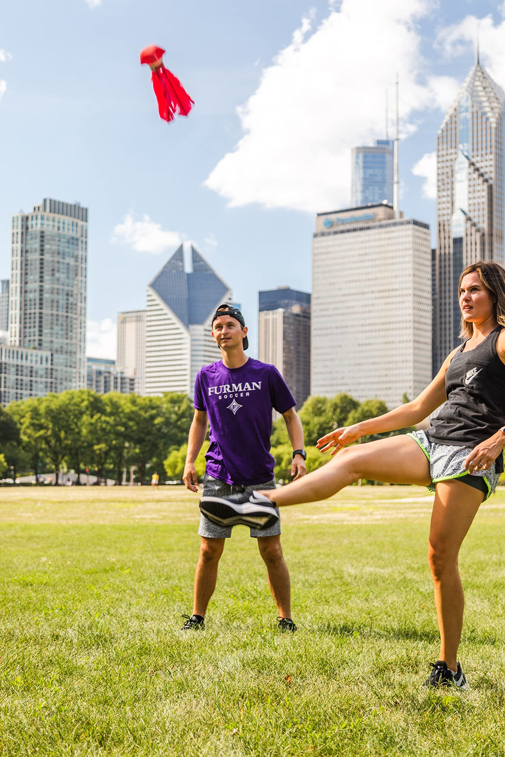 Kickit family-fun-red shot highlights inclusive game for all ages.