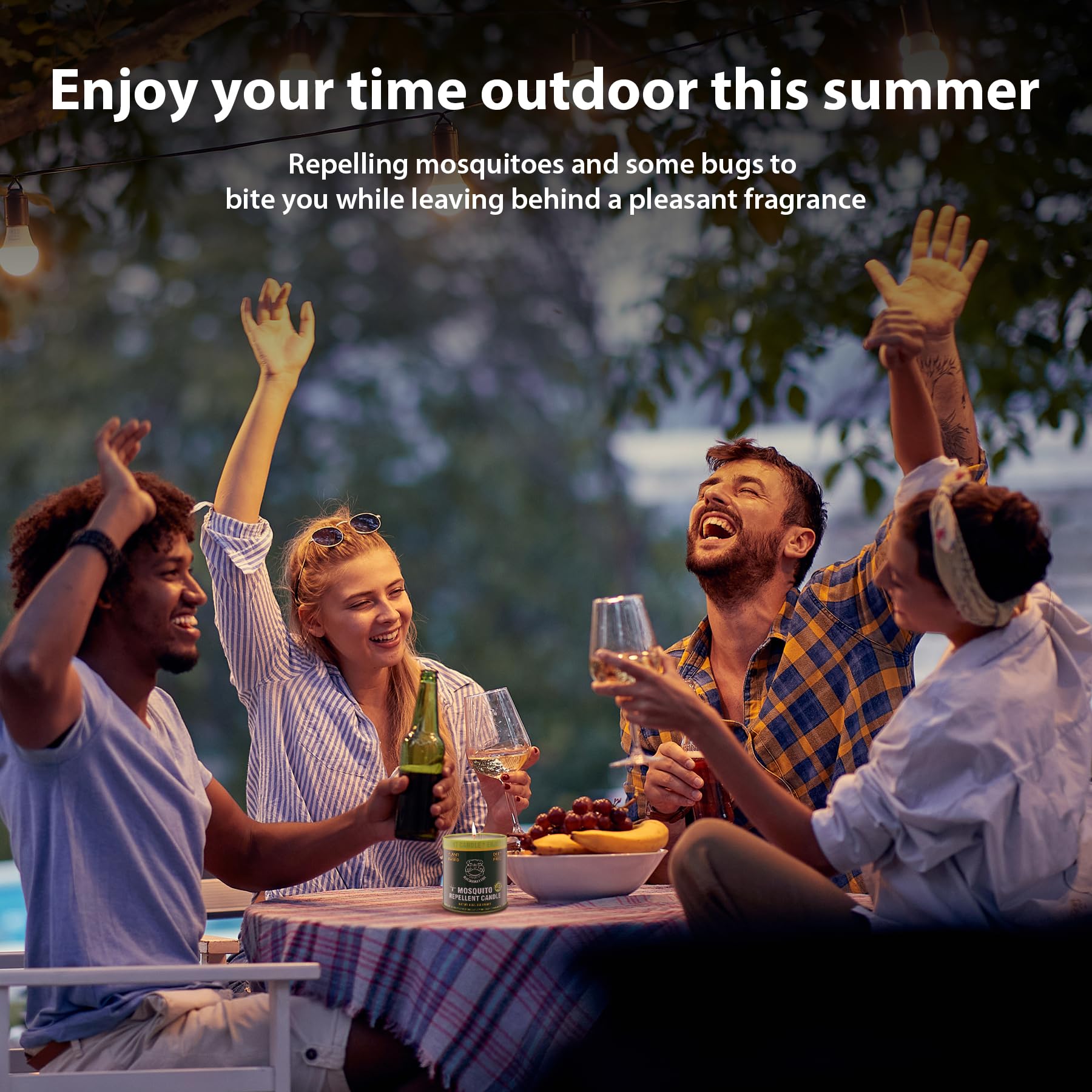 KICKOUTOR citronella candle lit ambience with soft glow and mild scent.