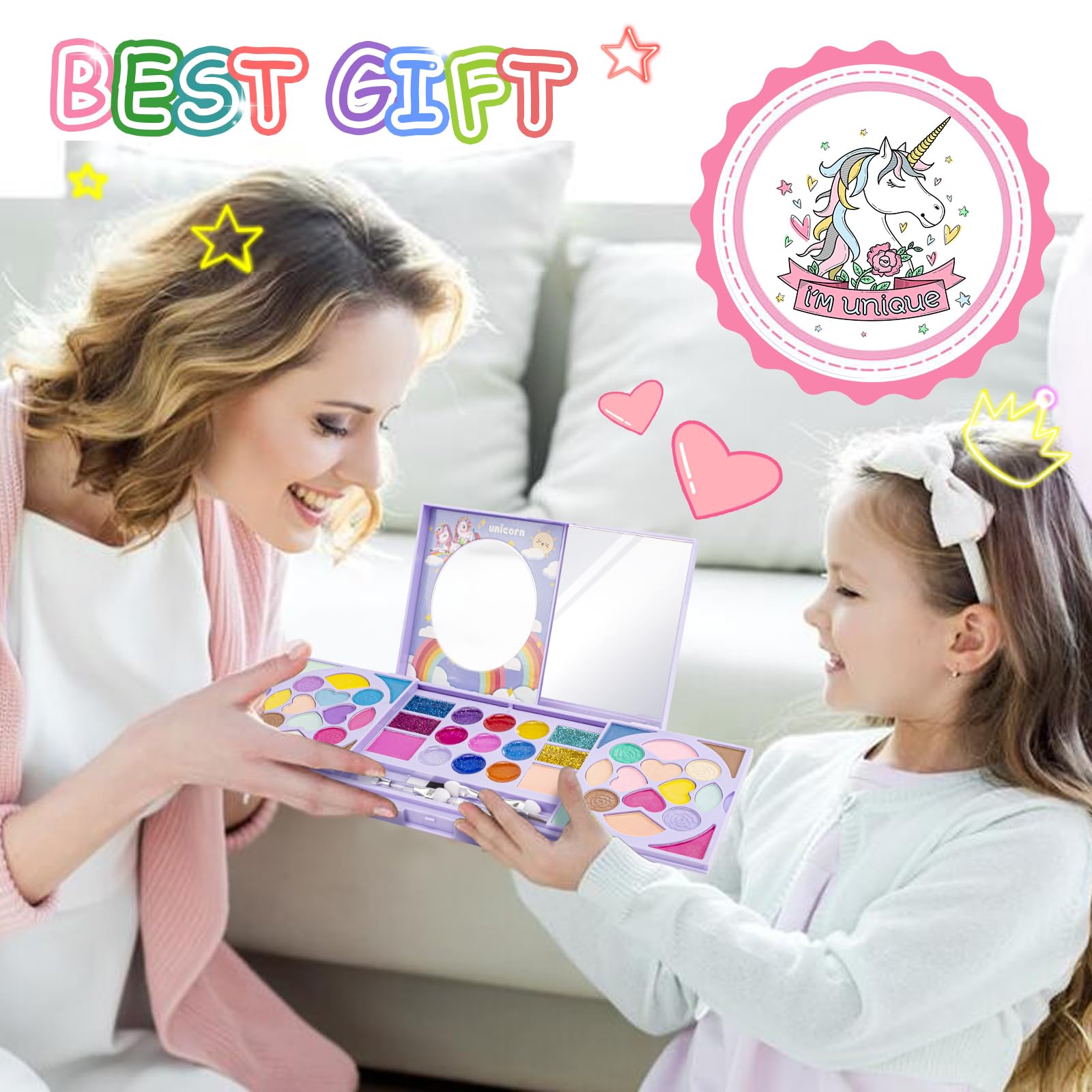 KIDCHEER makeup kit travel-size design fits small bags for on-the-go fun.