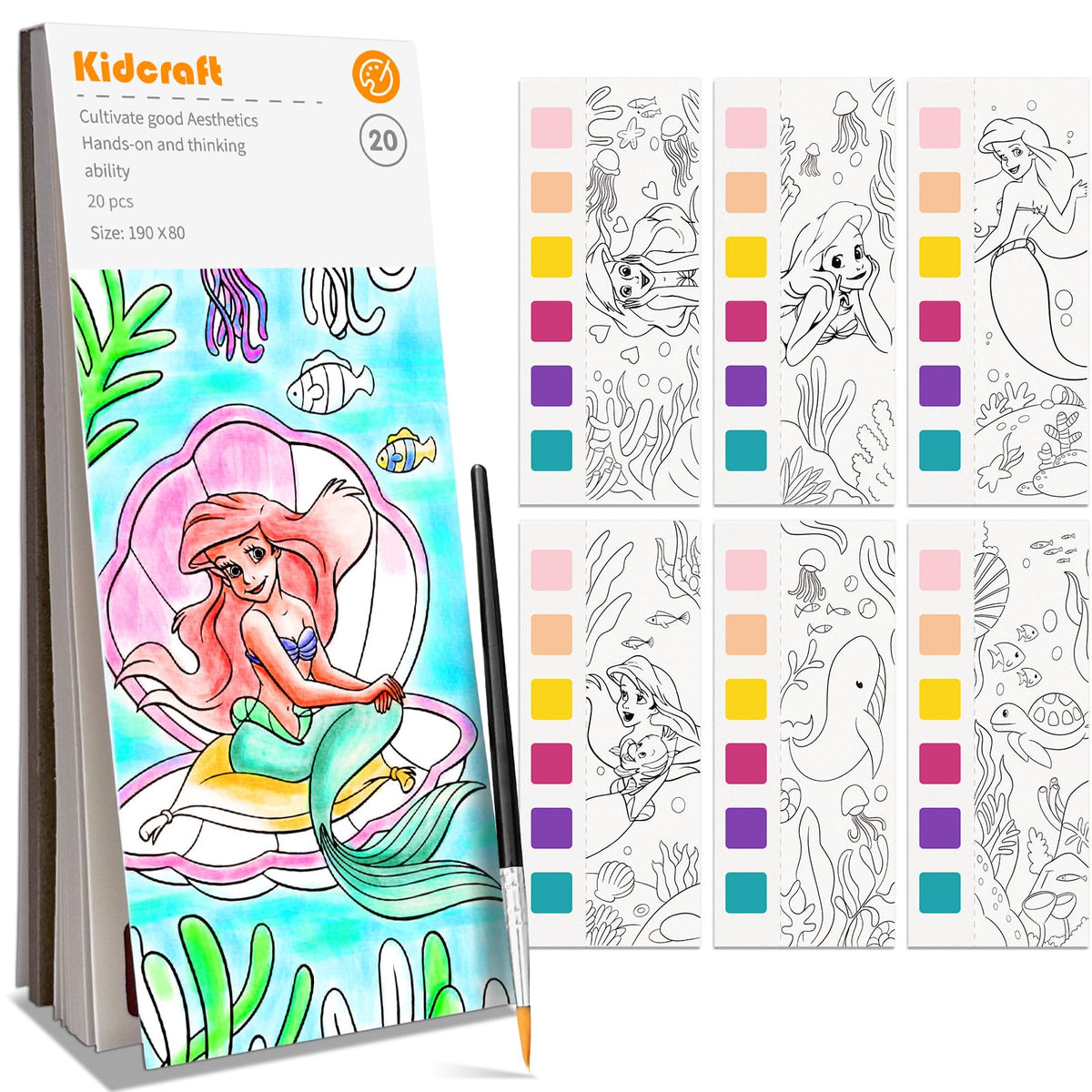Kidcraft Mermaid Paint with Water book cover for mess-free coloring on the go.